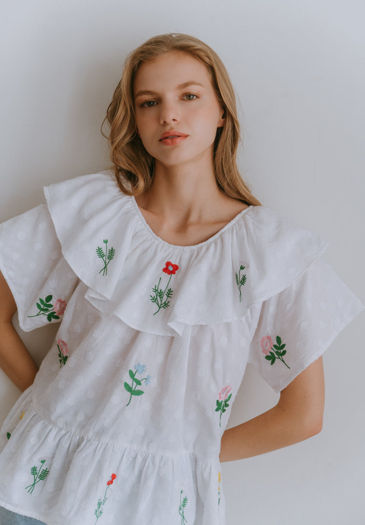 Posies Embroidered Top