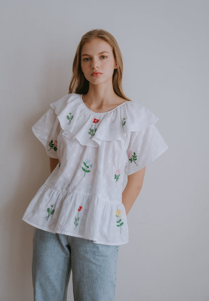 Posies Embroidered Top