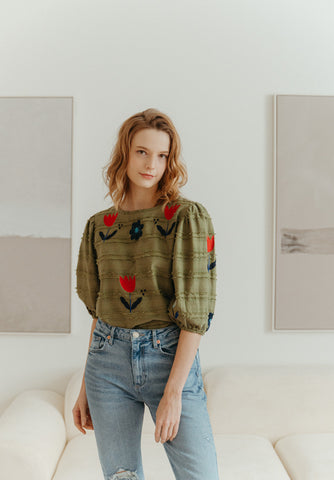 Bluebells Embroidered Top