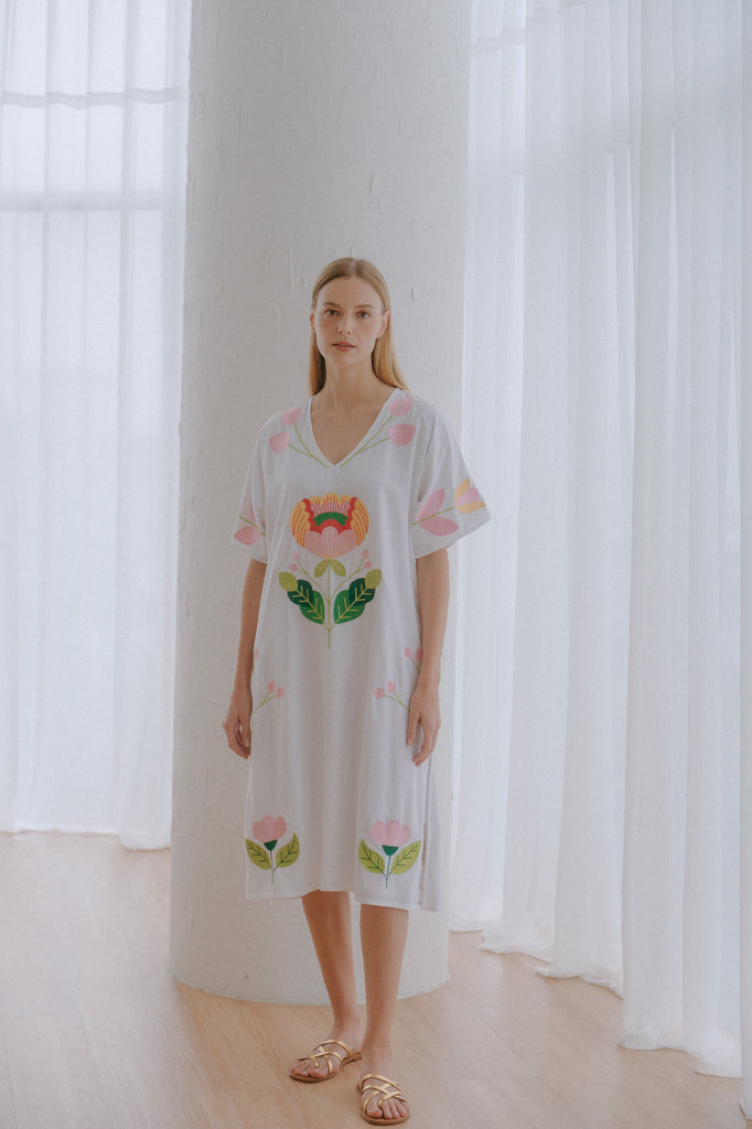 Spring Flowers Embroidered Dress (Preorder)