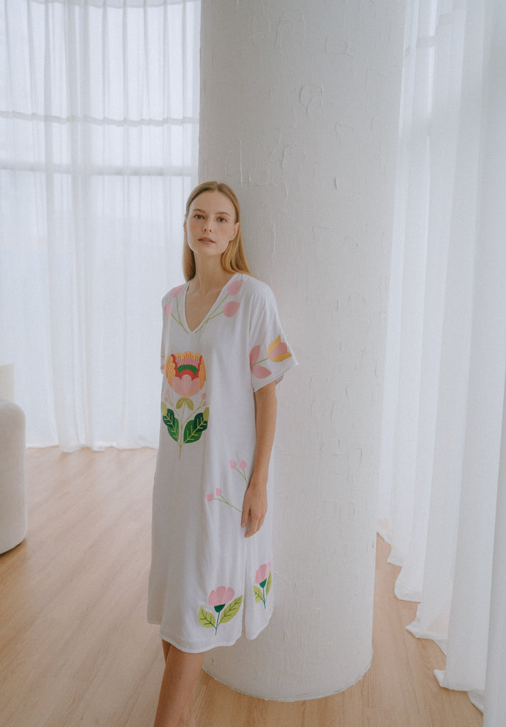 Spring Flowers Embroidered Dress (Preorder)