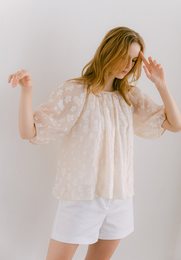 Ruffled Embroidered Top