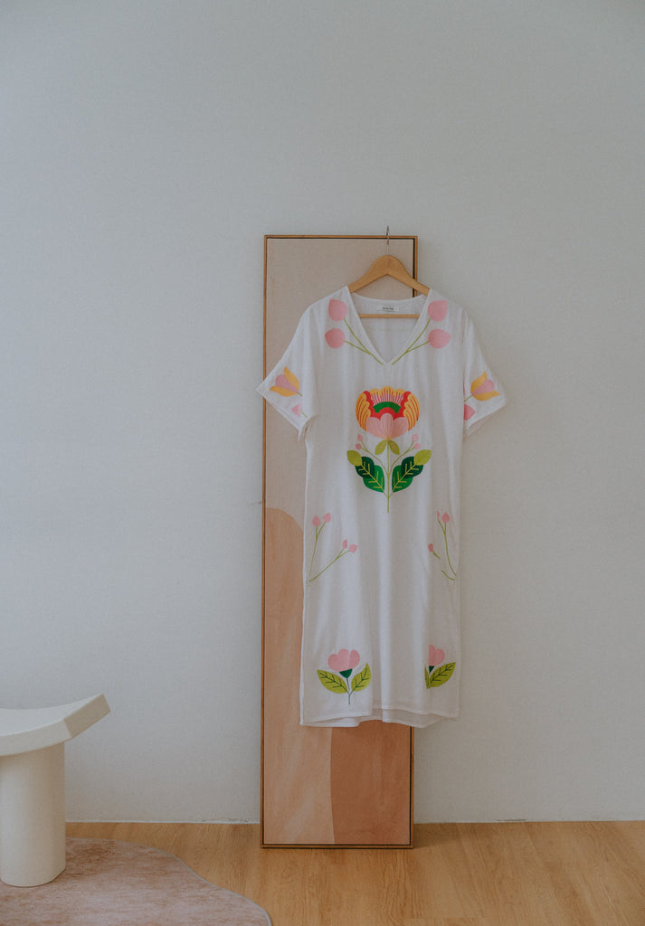 Spring Flowers Embroidered Dress (Preorder)