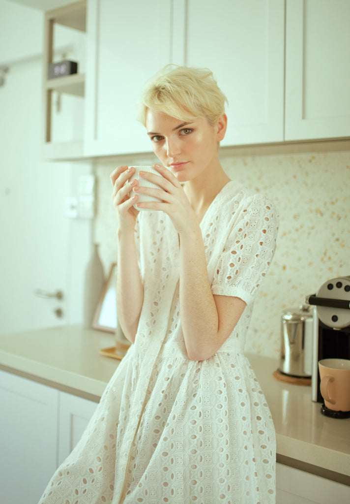 Eyelet Buttoned Dress