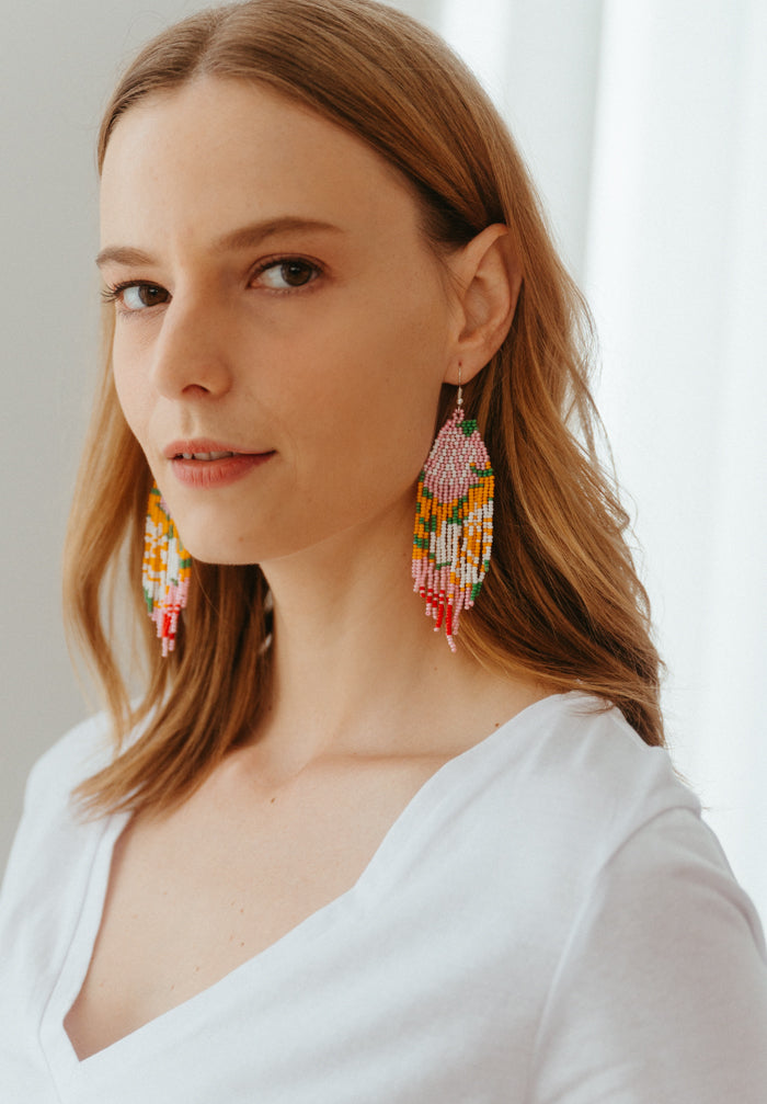 The Sun Rises Beaded Chandelier Earrings