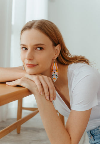 The Sun Rises Beaded Chandelier Earrings