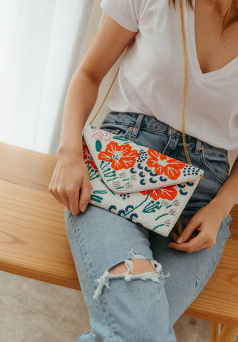 Blue Skies Beaded Crossbody