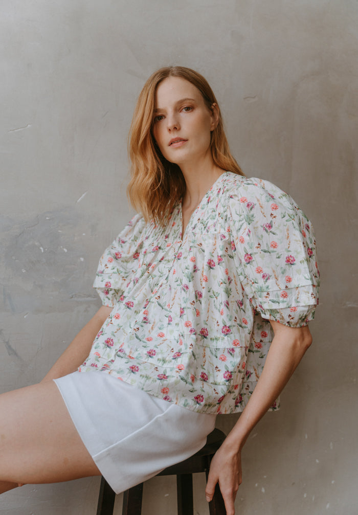 Botanical Pleated Top